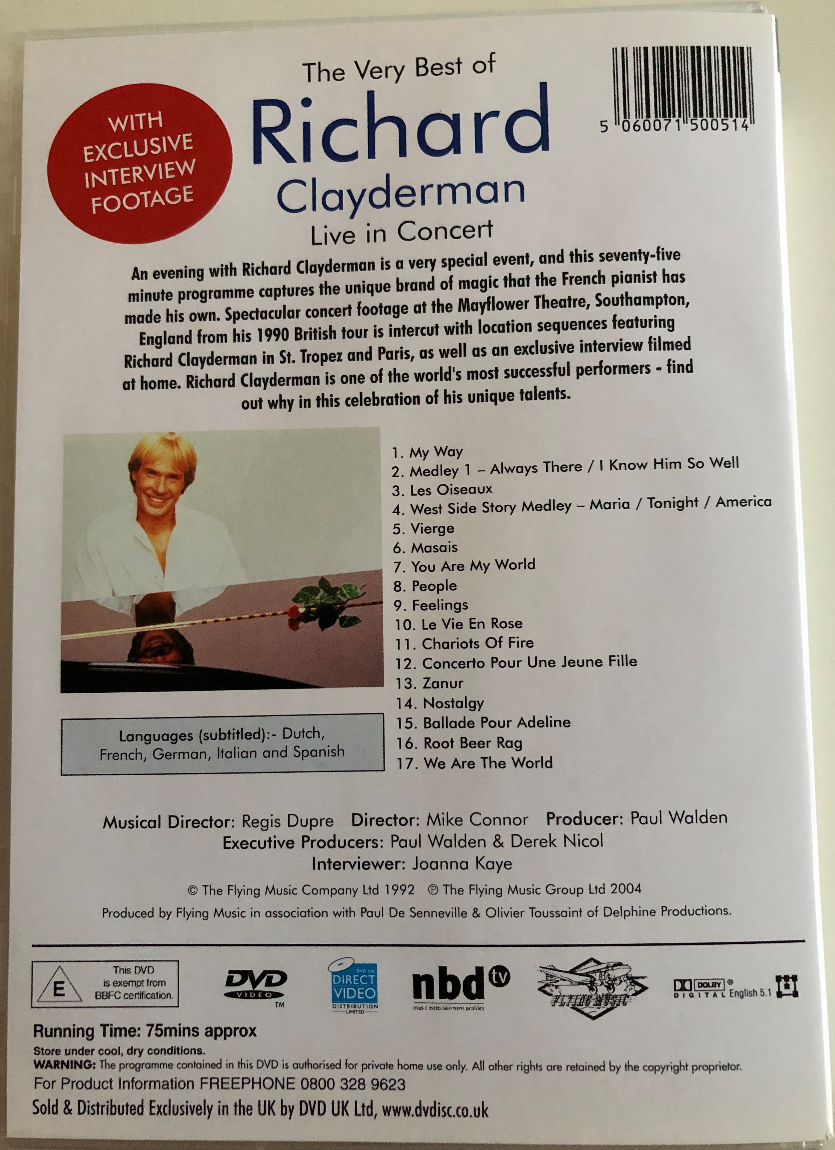 The Very Best of Richard Clayderman DVD 1992 Live in Concert 1
